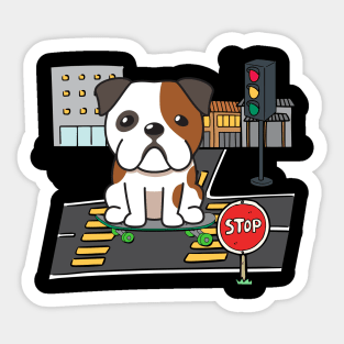 Funny bulldog is on a skateboard Sticker